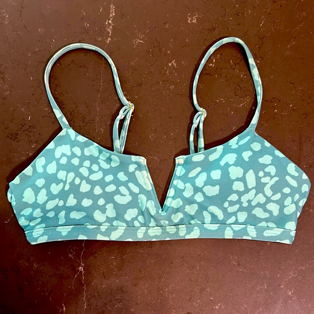 Midori Aqua Teal Animal Print Bikini Top